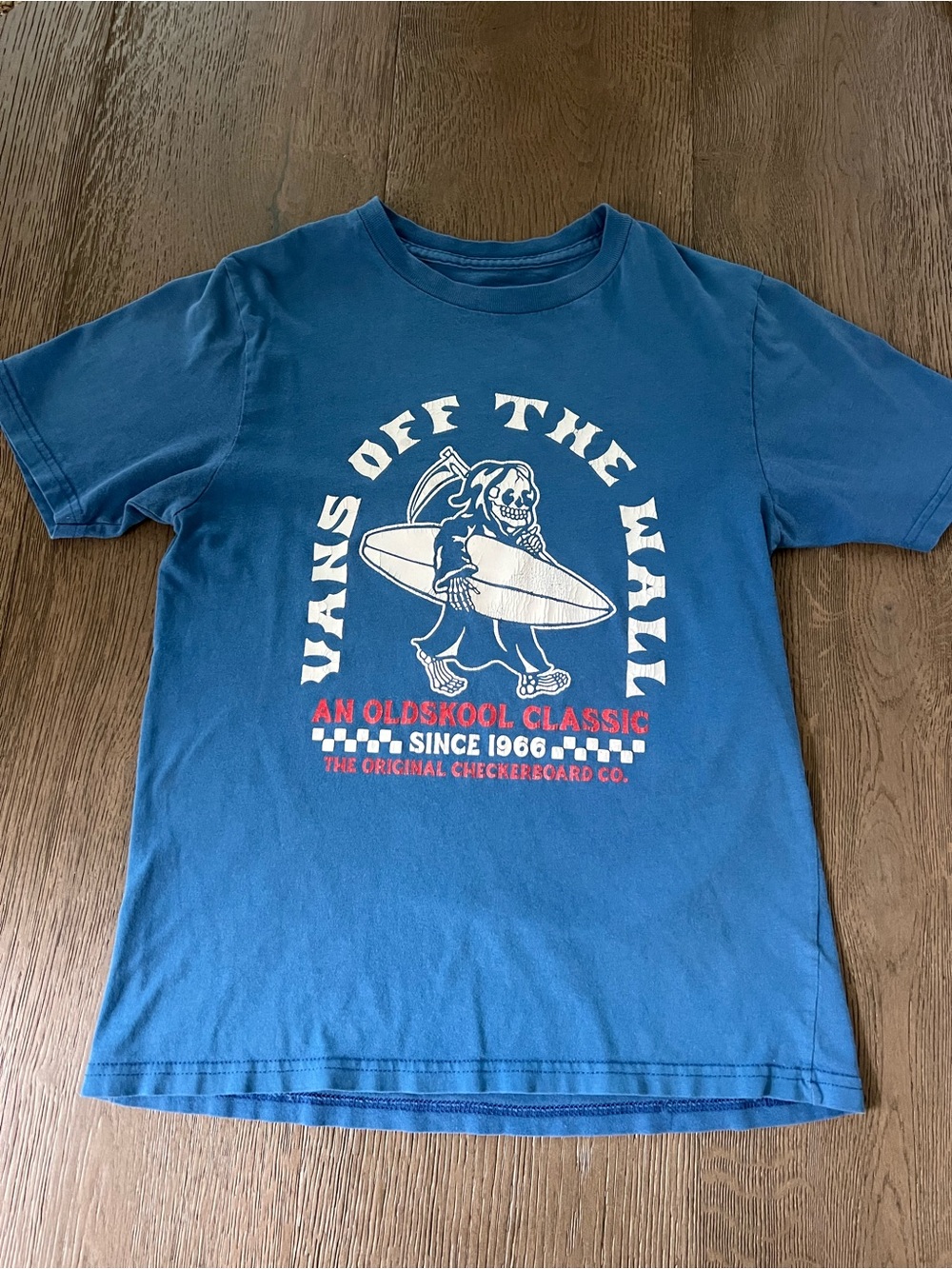 ❤️ Vans Off The Wall Blue Graphic Kids Tee - Small 8/10